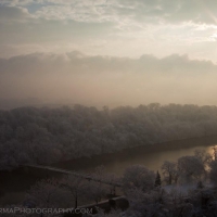 DC Sunrise Over Potomac Snow