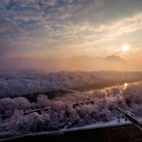 DC Sunrise over Potomac Snow