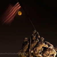 Harvest Moon over the Iwo Jima Memorial
