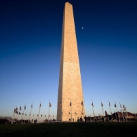 Washington Monument Moon Dusk
