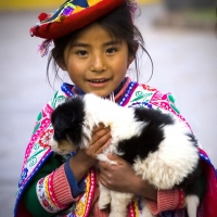 Cusco Peru Girl Dog